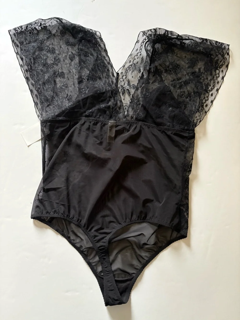 Wacoal Black Sheer Lace Plunge V-Neck Bodysuit - Picture 3 of 9